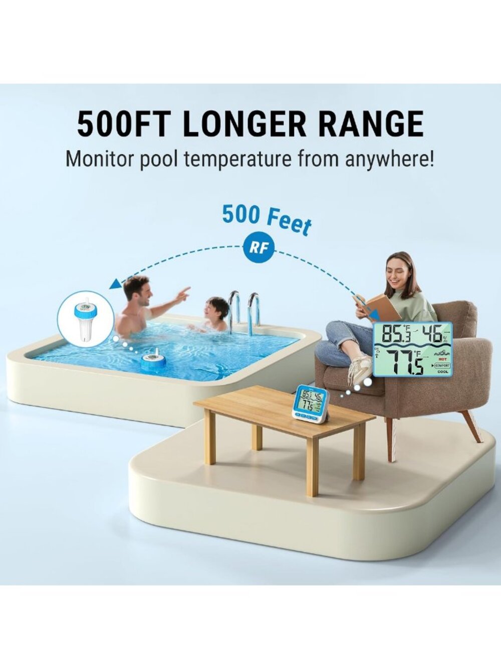 Wireless Floating Pool Thermometer - Easy Read, Battery Included, TempPro Design - Picture 3 of 8